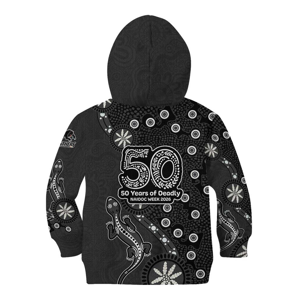 Penrith Panthers NAIDOC Week 2026 Kid Hoodie Aboriginal Lizard Dot Painting - 50 Years of Deadly