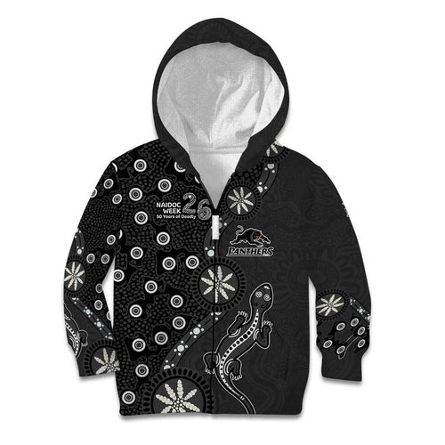 Penrith Panthers NAIDOC Week 2026 Kid Hoodie Aboriginal Lizard Dot Painting - 50 Years of Deadly
