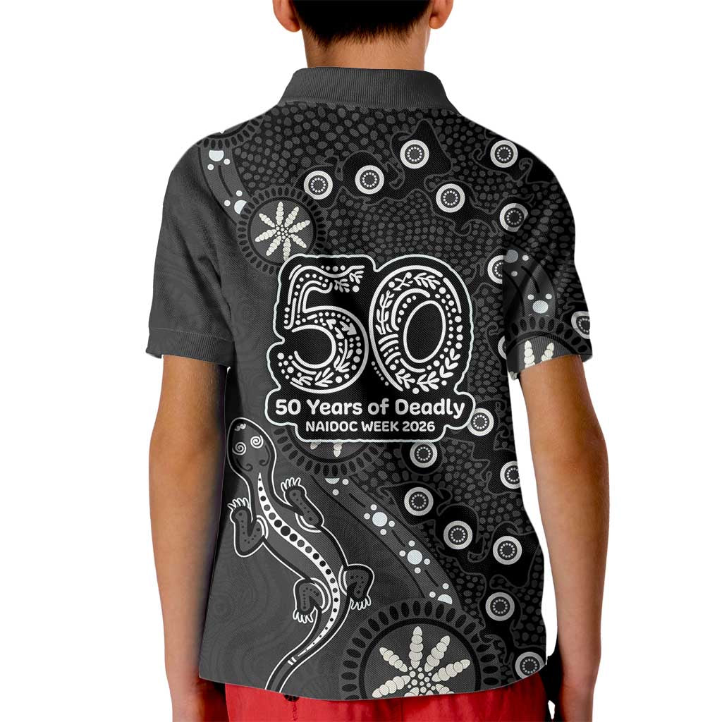 Penrith Panthers NAIDOC Week 2026 Kid Polo Shirt Aboriginal Lizard Dot Painting - 50 Years of Deadly