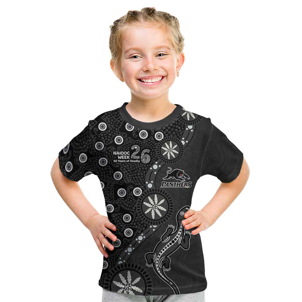 Penrith Panthers NAIDOC Week 2026 Kid T Shirt Aboriginal Lizard Dot Painting - 50 Years of Deadly