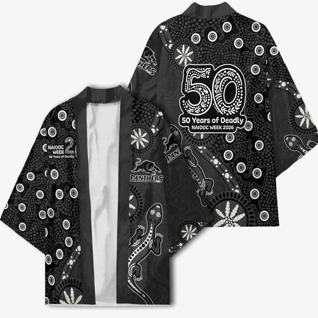 Penrith Panthers NAIDOC Week 2026 Kimono Aboriginal Lizard Dot Painting - 50 Years of Deadly