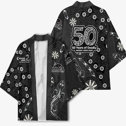 Penrith Panthers NAIDOC Week 2026 Kimono Aboriginal Lizard Dot Painting - 50 Years of Deadly