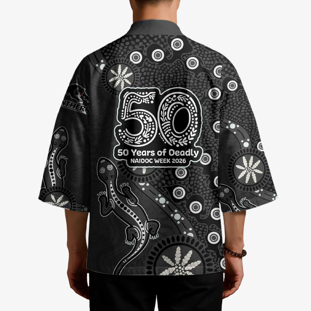Penrith Panthers NAIDOC Week 2026 Kimono Aboriginal Lizard Dot Painting - 50 Years of Deadly
