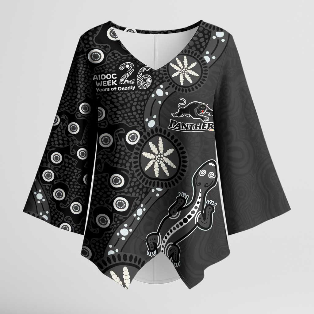 Penrith Panthers NAIDOC Week 2026 Kimono Sleeve Blouse Aboriginal Lizard Dot Painting - 50 Years of Deadly
