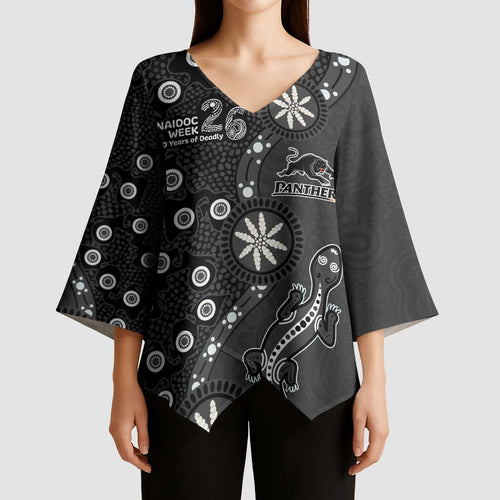 Penrith Panthers NAIDOC Week 2026 Kimono Sleeve Blouse Aboriginal Lizard Dot Painting - 50 Years of Deadly