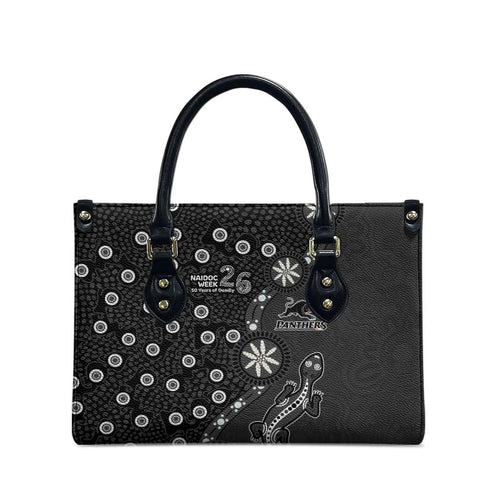 Penrith Panthers NAIDOC Week 2026 Leather Bag Aboriginal Lizard Dot Painting - 50 Years of Deadly