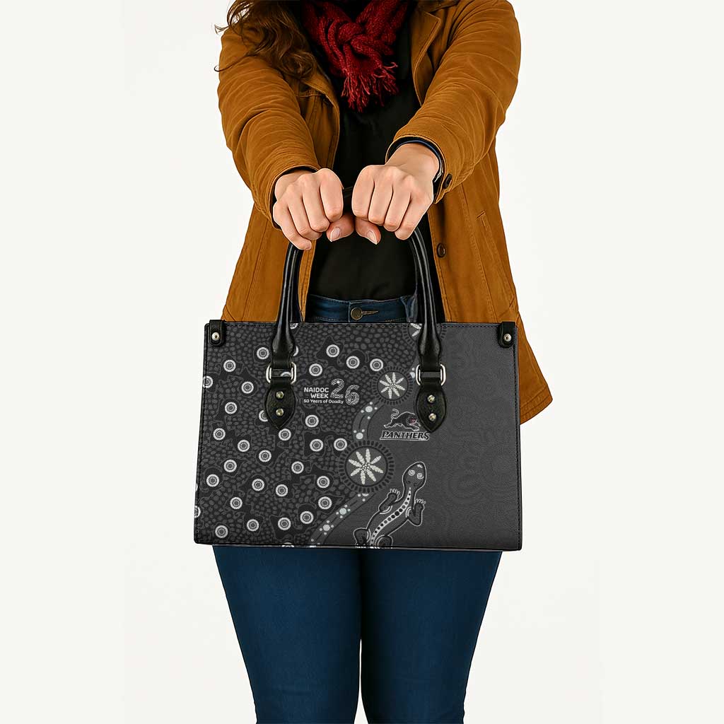 Penrith Panthers NAIDOC Week 2026 Leather Bag Aboriginal Lizard Dot Painting - 50 Years of Deadly