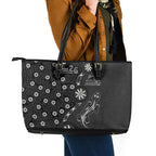 Penrith Panthers NAIDOC Week 2026 Leather Tote Bag Aboriginal Lizard Dot Painting - 50 Years of Deadly