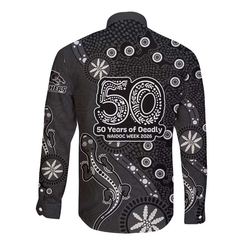 Penrith Panthers NAIDOC Week 2026 Long Sleeve Button Shirt Aboriginal Lizard Dot Painting - 50 Years of Deadly