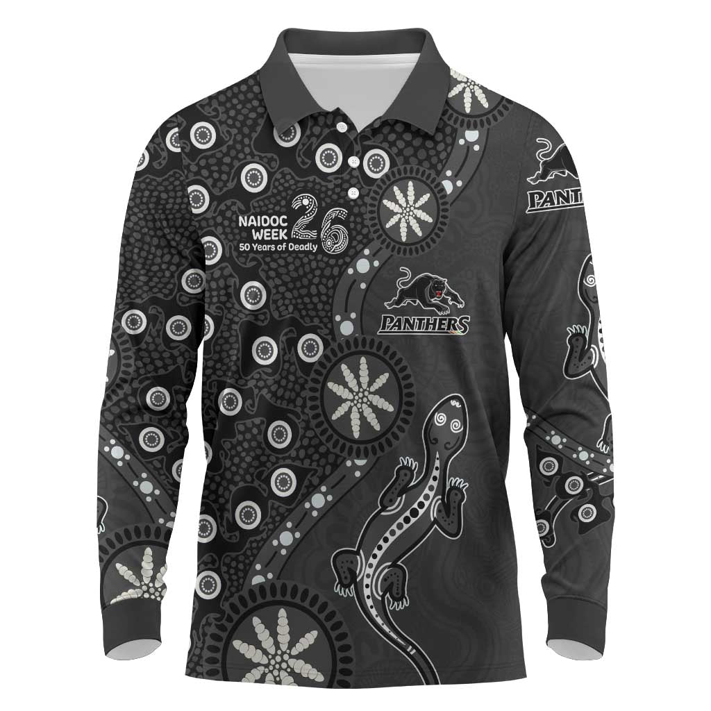 Penrith Panthers NAIDOC Week 2026 Long Sleeve Polo Shirt Aboriginal Lizard Dot Painting - 50 Years of Deadly