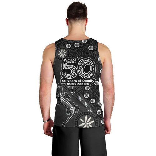 Penrith Panthers NAIDOC Week 2026 Men Tank Top Aboriginal Lizard Dot Painting - 50 Years of Deadly