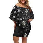 Penrith Panthers NAIDOC Week 2026 Off Shoulder Short Dress Aboriginal Lizard Dot Painting - 50 Years of Deadly