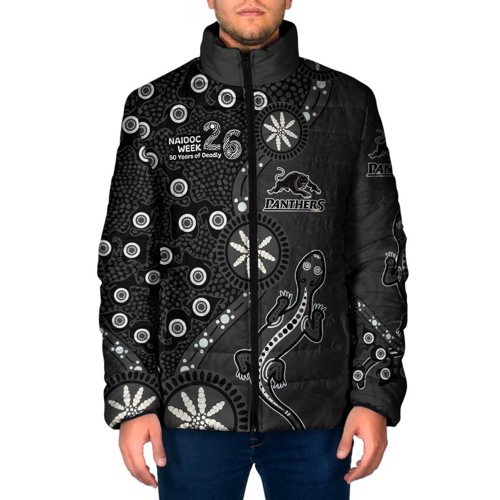 Penrith Panthers NAIDOC Week 2026 Padded Jacket Aboriginal Lizard Dot Painting - 50 Years of Deadly