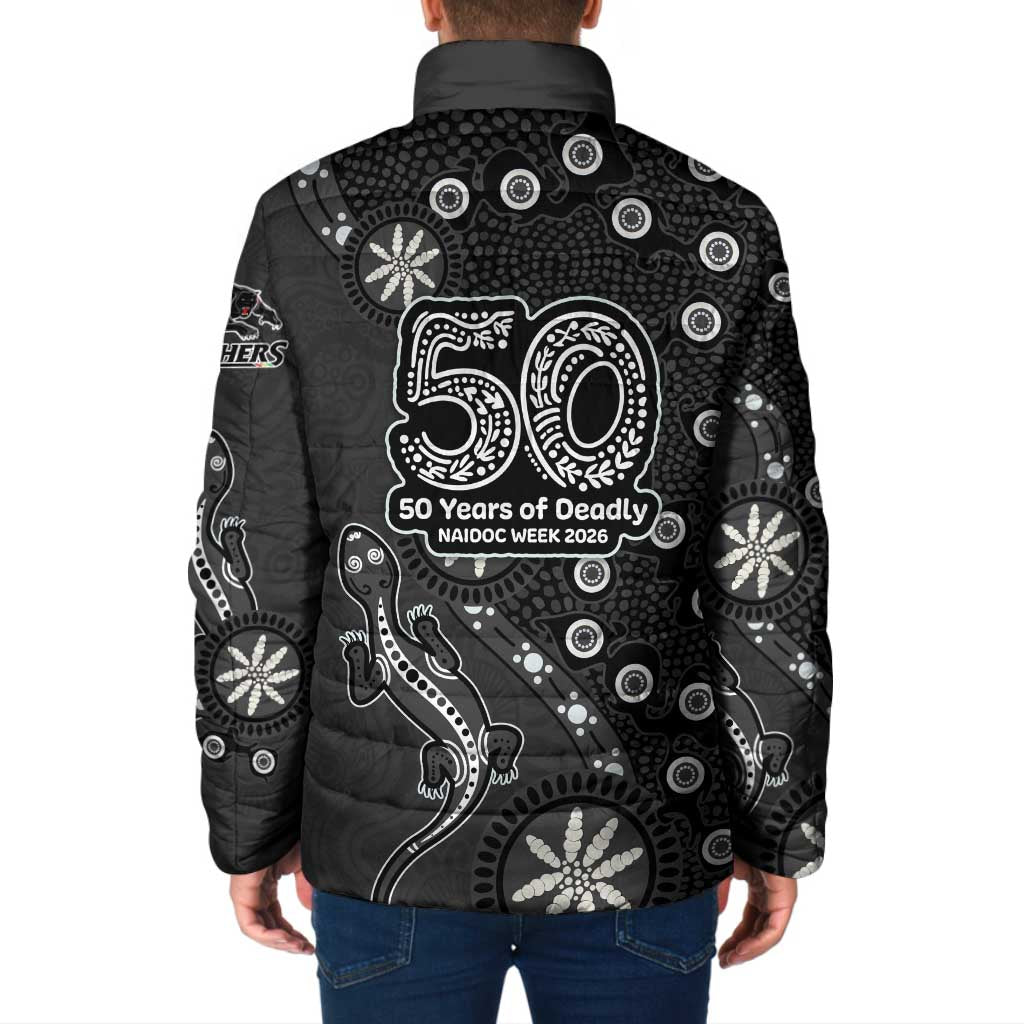 Penrith Panthers NAIDOC Week 2026 Padded Jacket Aboriginal Lizard Dot Painting - 50 Years of Deadly