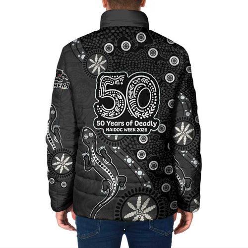Penrith Panthers NAIDOC Week 2026 Padded Jacket Aboriginal Lizard Dot Painting - 50 Years of Deadly
