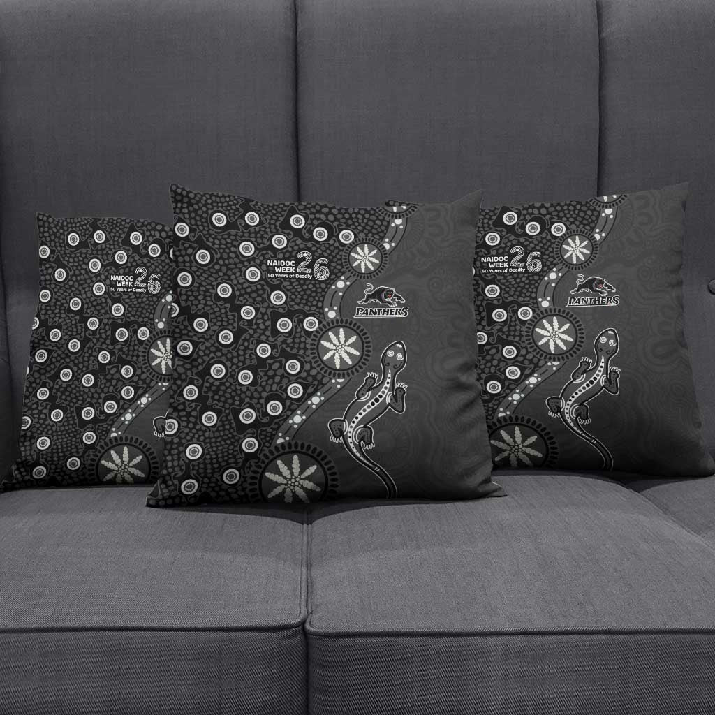 Penrith Panthers NAIDOC Week 2026 Pillow Cover Aboriginal Lizard Dot Painting - 50 Years of Deadly