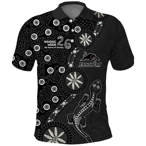 Penrith Panthers NAIDOC Week 2026 Polo Shirt Aboriginal Lizard Dot Painting - 50 Years of Deadly
