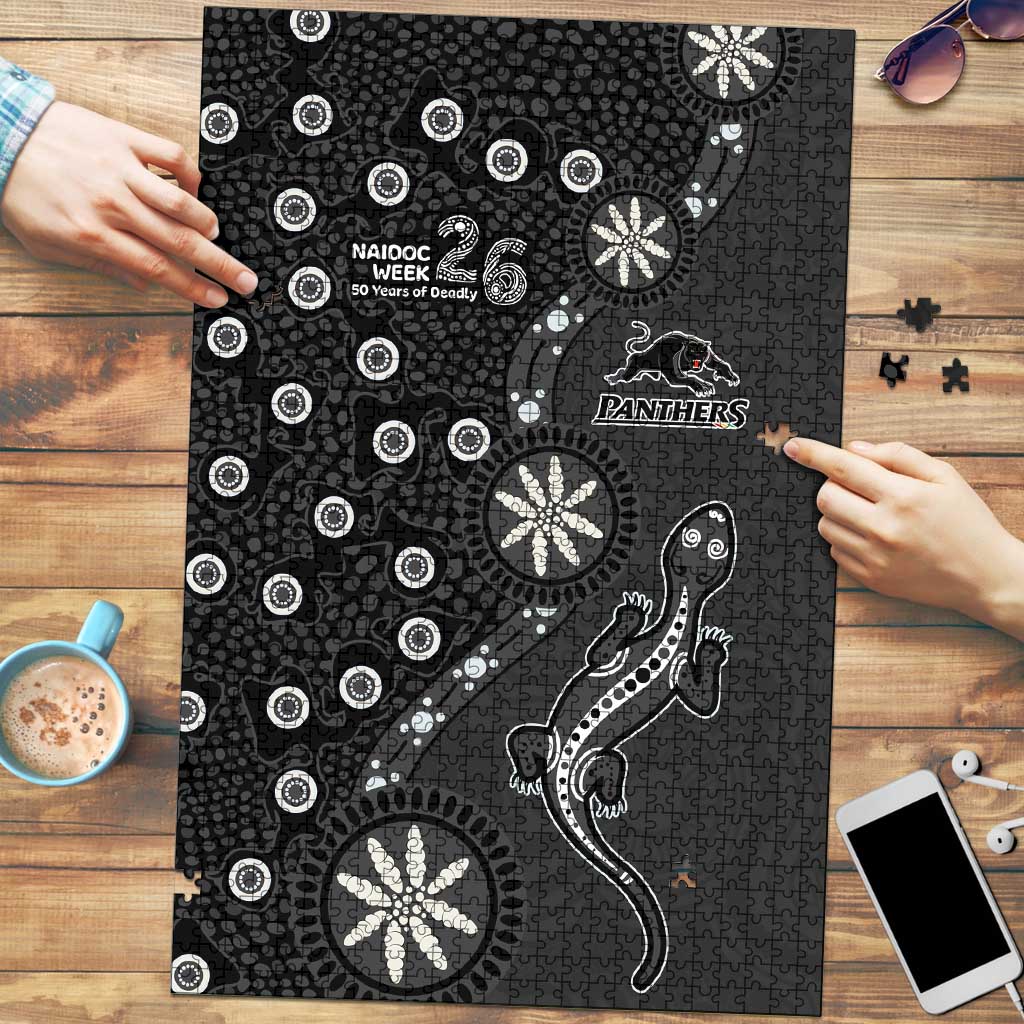 Penrith Panthers NAIDOC Week 2026 Puzzle Aboriginal Lizard Dot Painting - 50 Years of Deadly