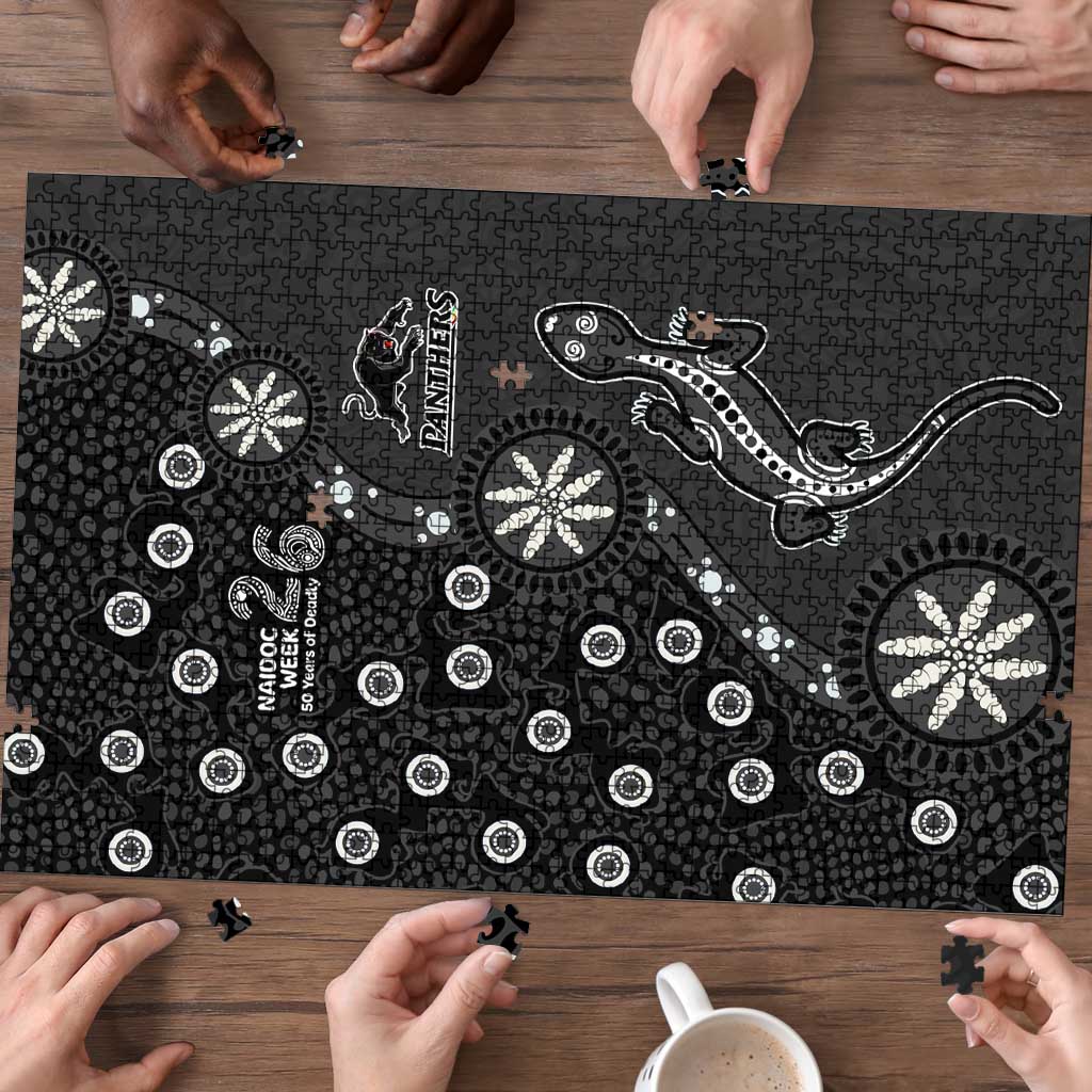 Penrith Panthers NAIDOC Week 2026 Puzzle Aboriginal Lizard Dot Painting - 50 Years of Deadly