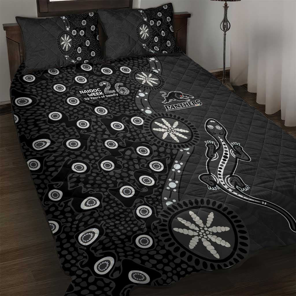 Penrith Panthers NAIDOC Week 2026 Quilt Bed Set Aboriginal Lizard Dot Painting - 50 Years of Deadly
