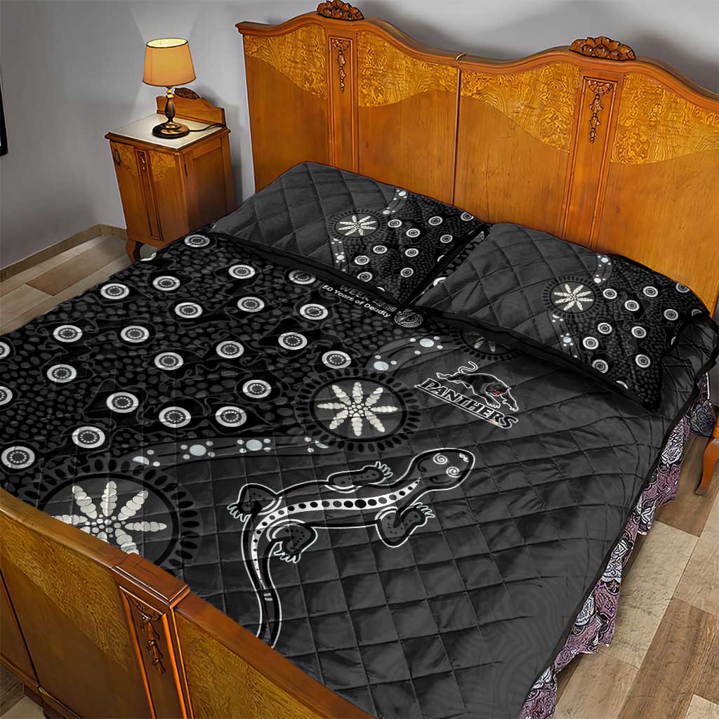 Penrith Panthers NAIDOC Week 2026 Quilt Bed Set Aboriginal Lizard Dot Painting - 50 Years of Deadly