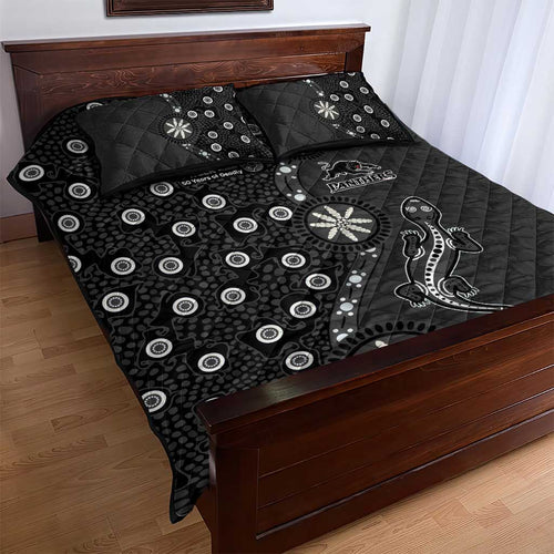 Penrith Panthers NAIDOC Week 2026 Quilt Bed Set Aboriginal Lizard Dot Painting - 50 Years of Deadly
