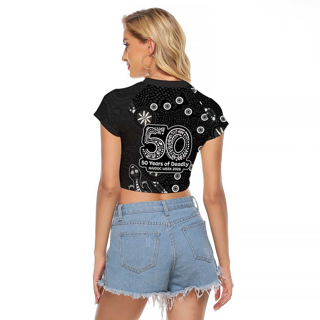 Penrith Panthers NAIDOC Week 2026 Raglan Cropped T Shirt Aboriginal Lizard Dot Painting - 50 Years of Deadly