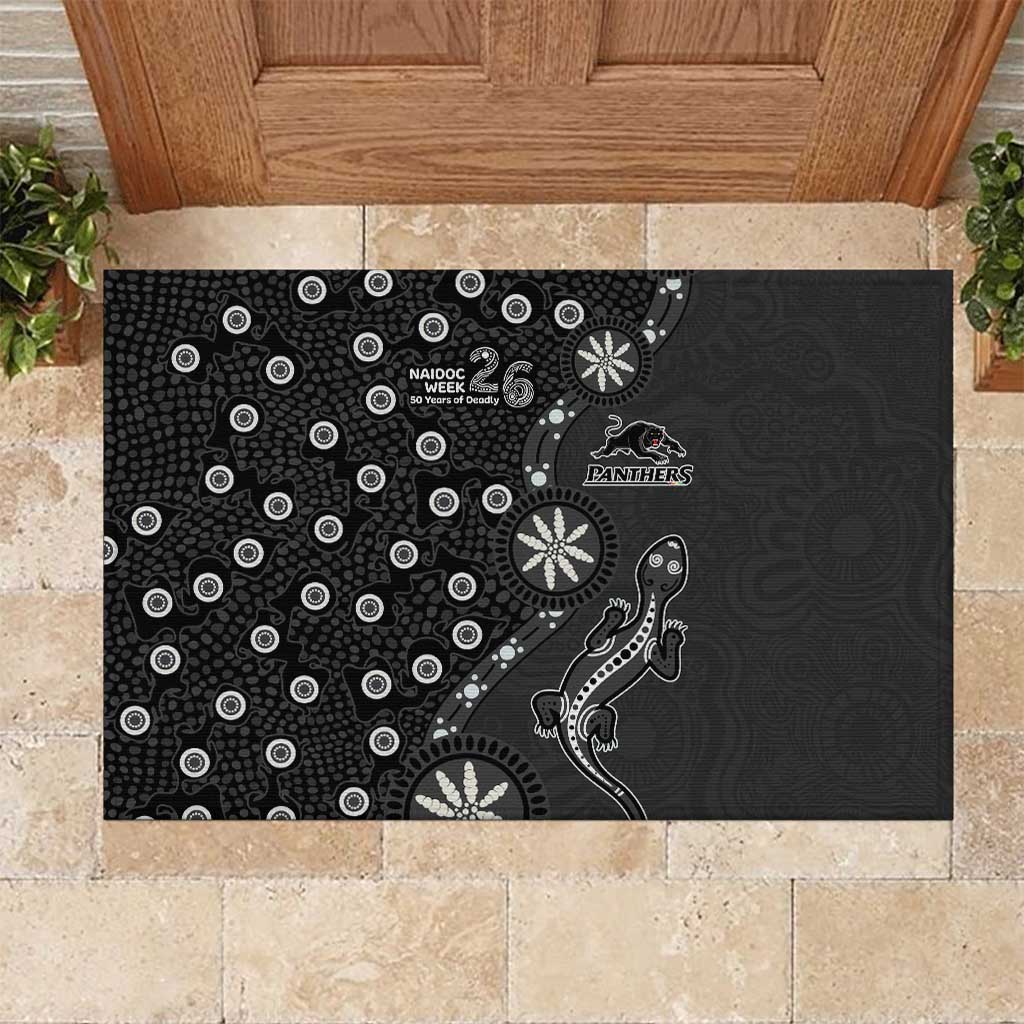 Penrith Panthers NAIDOC Week 2026 Rubber Doormat Aboriginal Lizard Dot Painting - 50 Years of Deadly