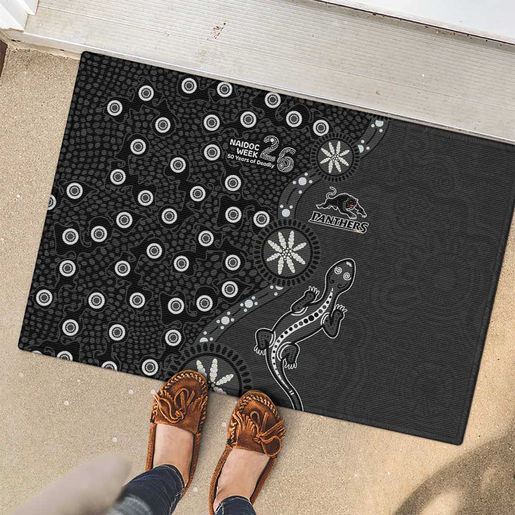 Penrith Panthers NAIDOC Week 2026 Rubber Doormat Aboriginal Lizard Dot Painting - 50 Years of Deadly