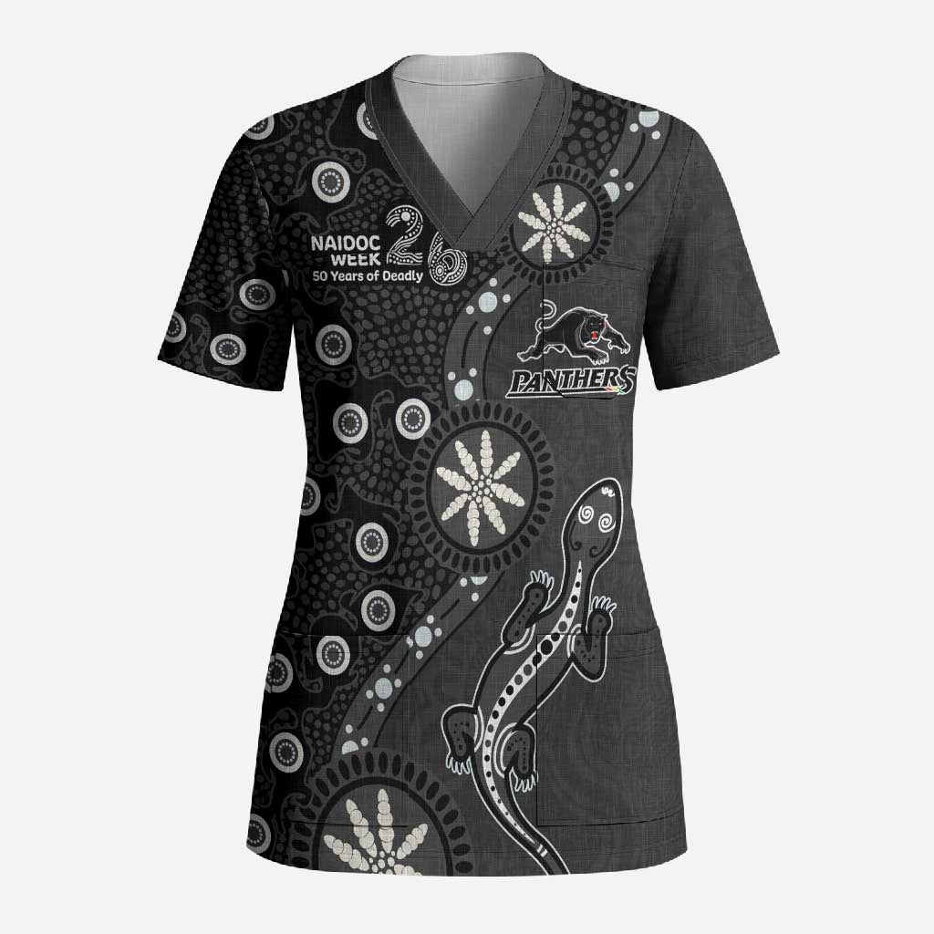 Penrith Panthers NAIDOC Week 2026 Scrub Top Aboriginal Lizard Dot Painting - 50 Years of Deadly