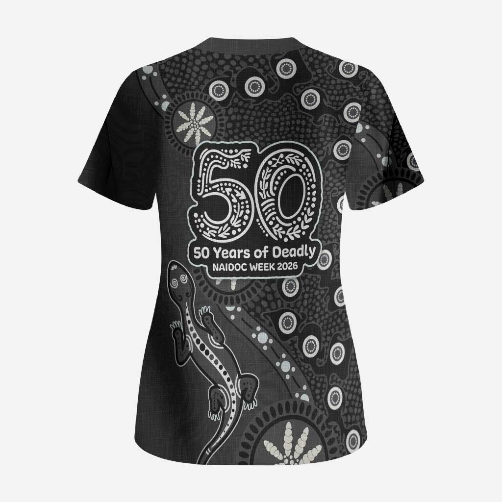 Penrith Panthers NAIDOC Week 2026 Scrub Top Aboriginal Lizard Dot Painting - 50 Years of Deadly