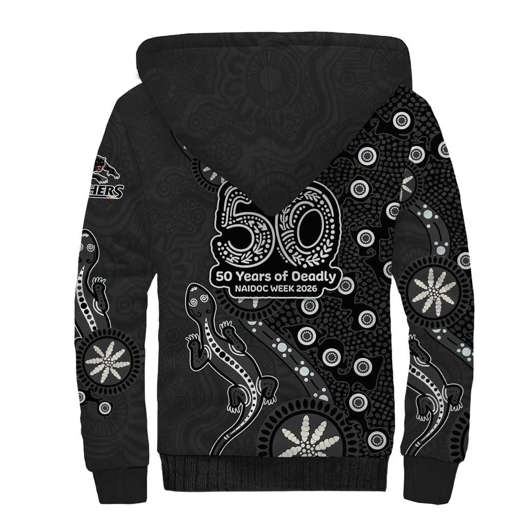 Penrith Panthers NAIDOC Week 2026 Sherpa Hoodie Aboriginal Lizard Dot Painting - 50 Years of Deadly