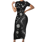 Penrith Panthers NAIDOC Week 2026 Short Sleeve Bodycon Dress Aboriginal Lizard Dot Painting - 50 Years of Deadly
