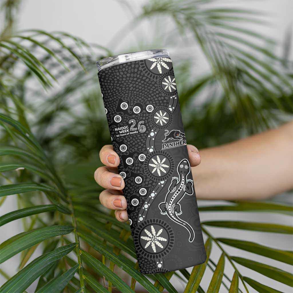 Penrith Panthers NAIDOC Week 2026 Skinny Tumbler Aboriginal Lizard Dot Painting - 50 Years of Deadly