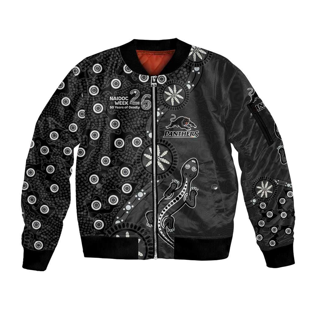 Penrith Panthers NAIDOC Week 2026 Sleeve Zip Bomber Jacket Aboriginal Lizard Dot Painting - 50 Years of Deadly