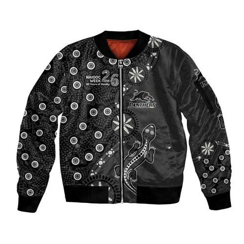 Penrith Panthers NAIDOC Week 2026 Sleeve Zip Bomber Jacket Aboriginal Lizard Dot Painting - 50 Years of Deadly