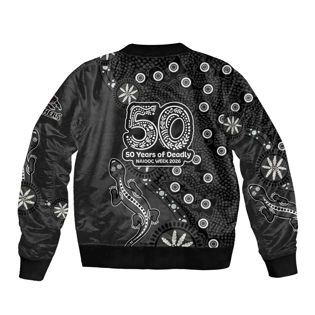 Penrith Panthers NAIDOC Week 2026 Sleeve Zip Bomber Jacket Aboriginal Lizard Dot Painting - 50 Years of Deadly