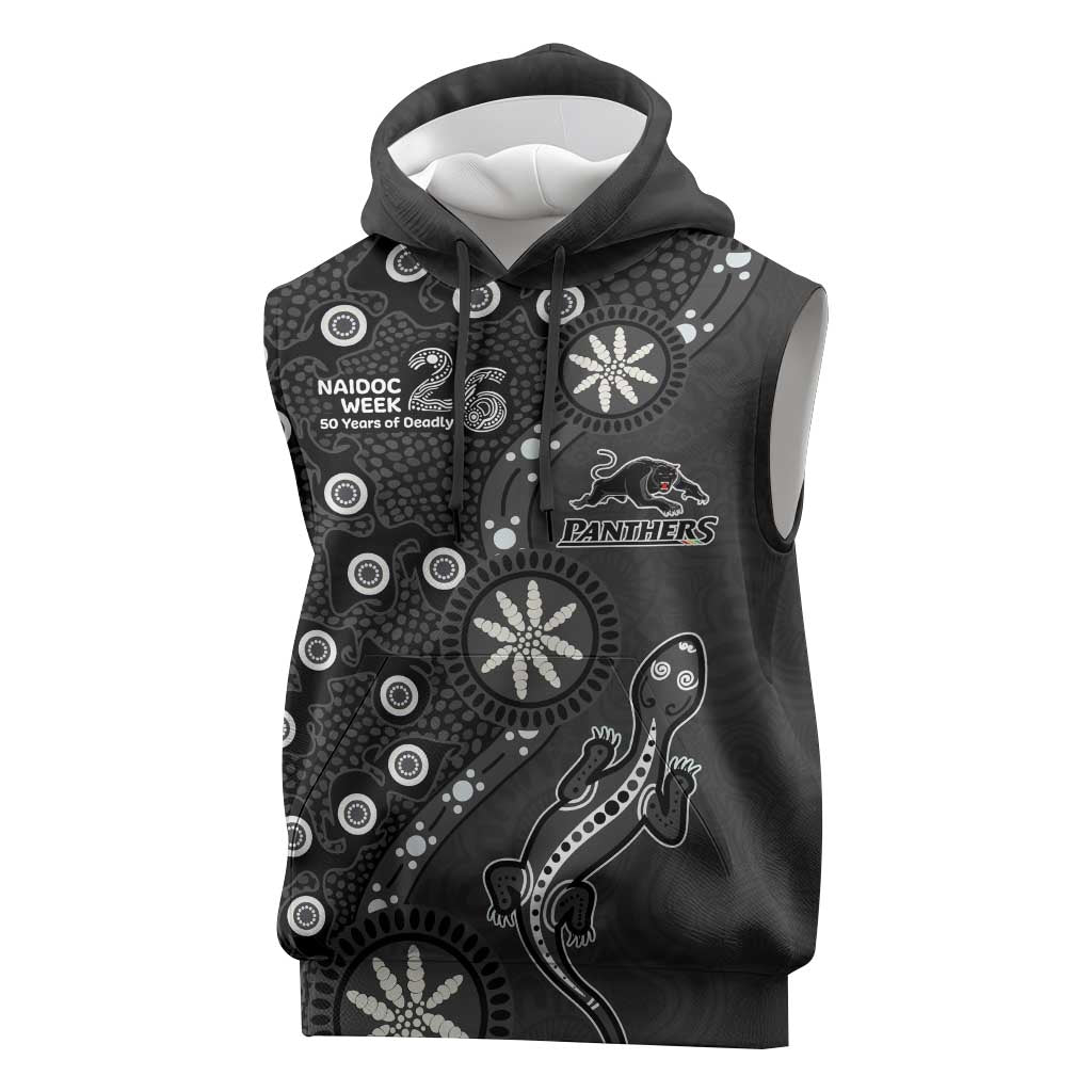 Penrith Panthers NAIDOC Week 2026 Sleeveless Hoodie Aboriginal Lizard Dot Painting - 50 Years of Deadly