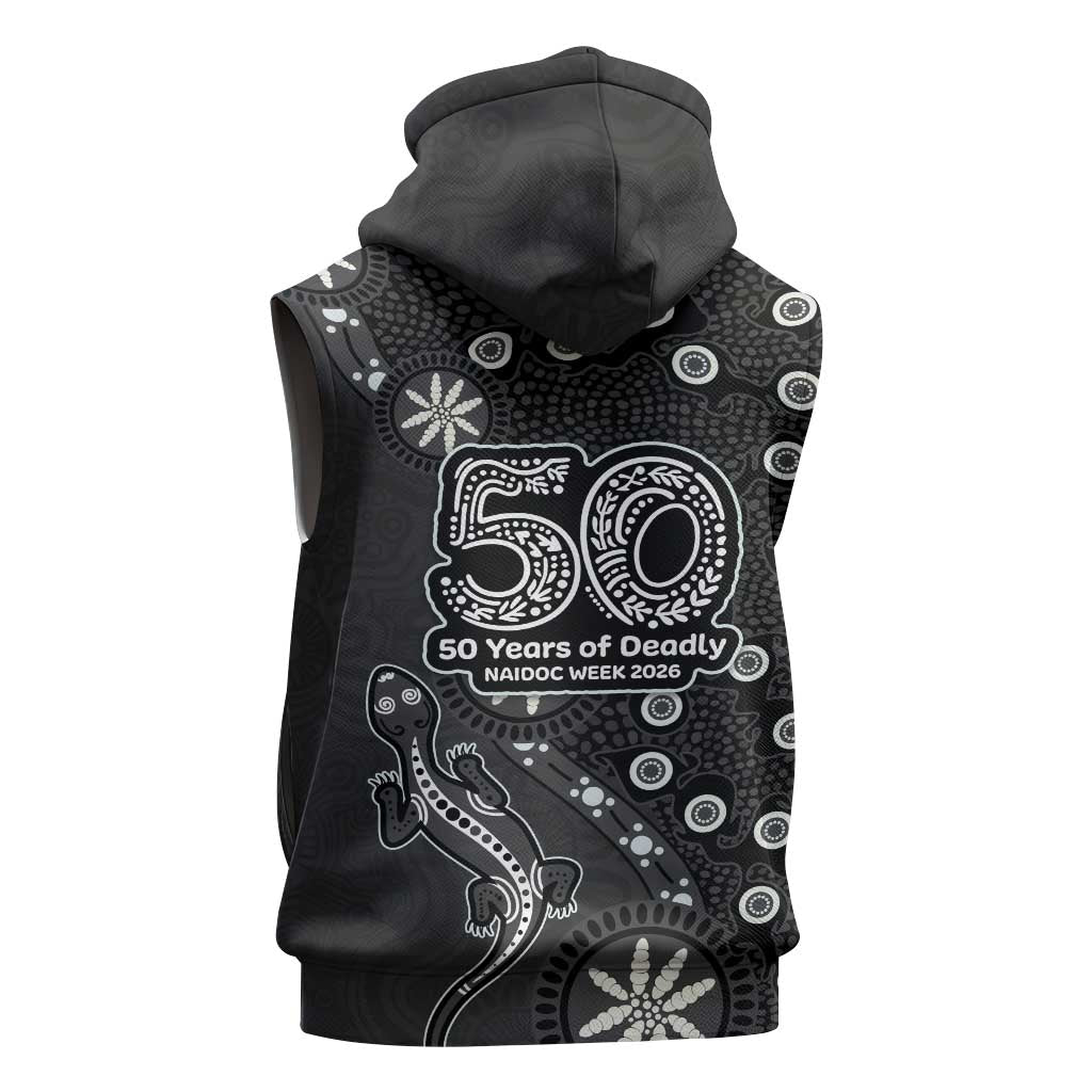 Penrith Panthers NAIDOC Week 2026 Sleeveless Hoodie Aboriginal Lizard Dot Painting - 50 Years of Deadly