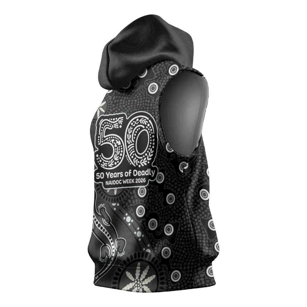 Penrith Panthers NAIDOC Week 2026 Sleeveless Hoodie Aboriginal Lizard Dot Painting - 50 Years of Deadly