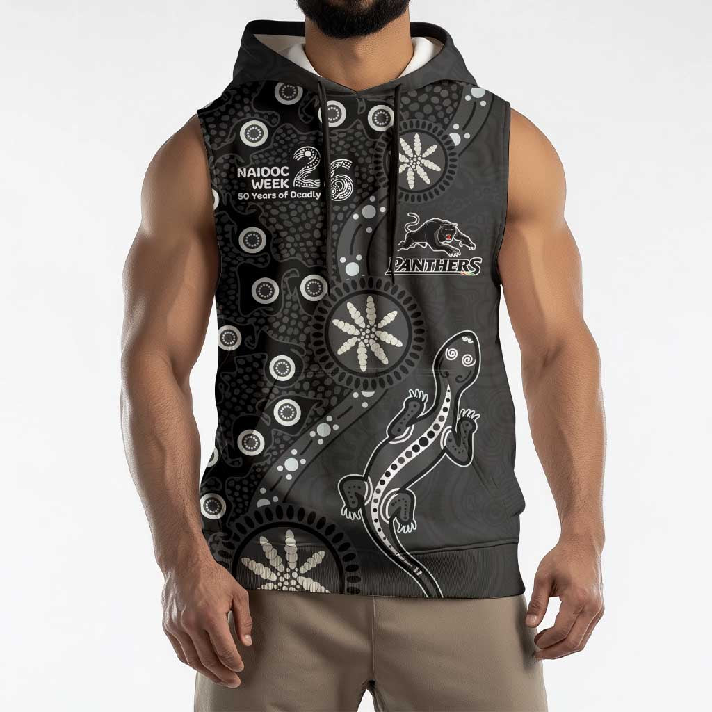 Penrith Panthers NAIDOC Week 2026 Sleeveless Hoodie Aboriginal Lizard Dot Painting - 50 Years of Deadly