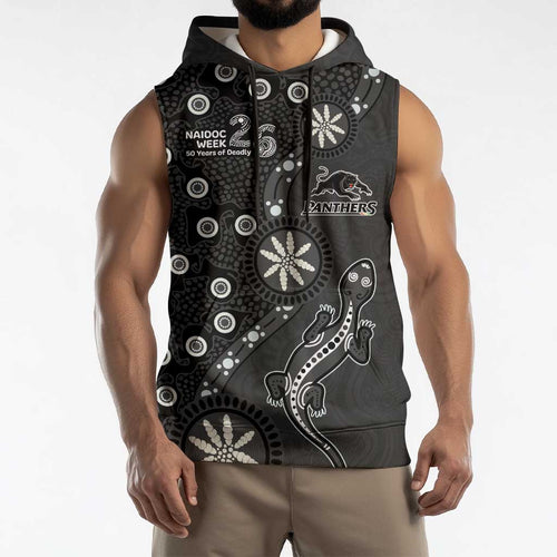 Penrith Panthers NAIDOC Week 2026 Sleeveless Hoodie Aboriginal Lizard Dot Painting - 50 Years of Deadly