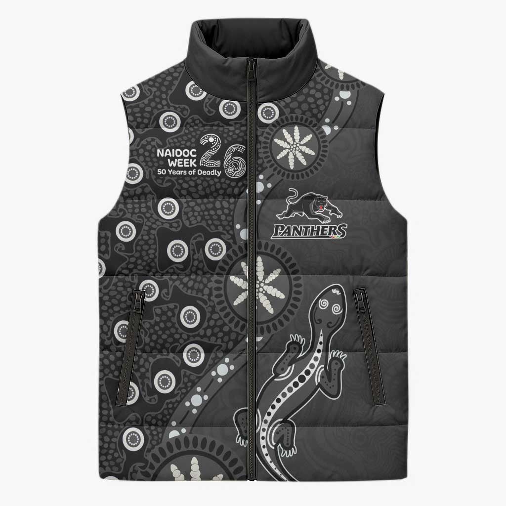 Penrith Panthers NAIDOC Week 2026 Sleeveless Puffer Jacket Aboriginal Lizard Dot Painting - 50 Years of Deadly