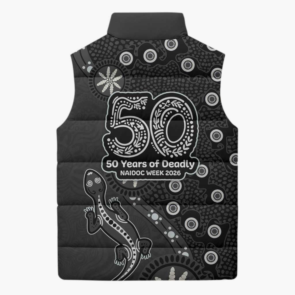 Penrith Panthers NAIDOC Week 2026 Sleeveless Puffer Jacket Aboriginal Lizard Dot Painting - 50 Years of Deadly