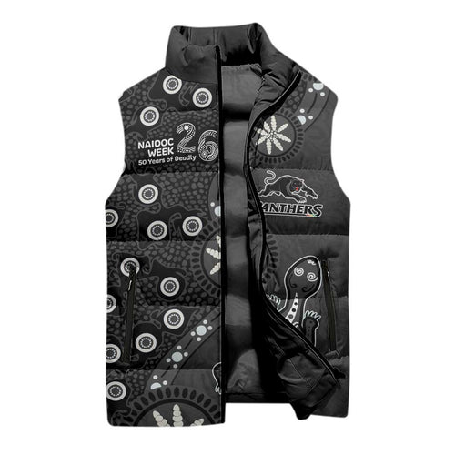 Penrith Panthers NAIDOC Week 2026 Sleeveless Puffer Jacket Aboriginal Lizard Dot Painting - 50 Years of Deadly