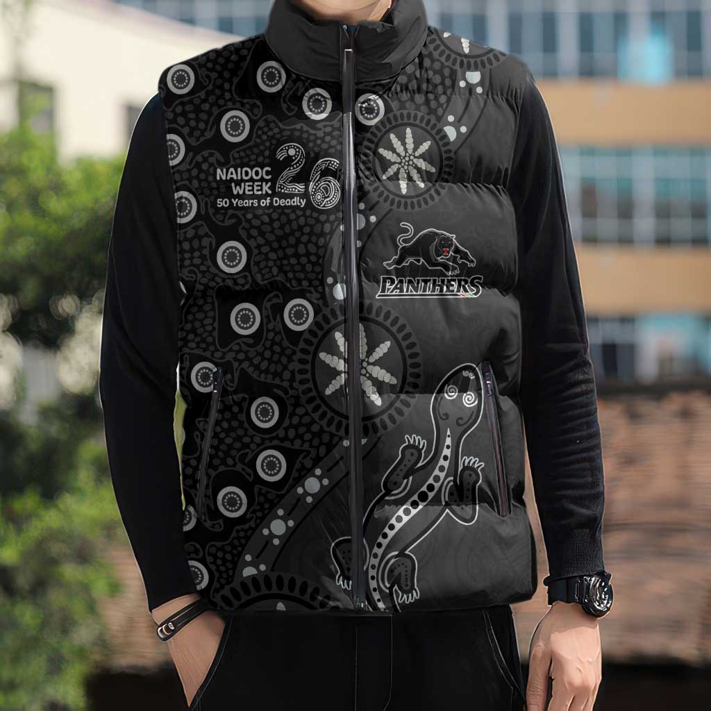 Penrith Panthers NAIDOC Week 2026 Sleeveless Puffer Jacket Aboriginal Lizard Dot Painting - 50 Years of Deadly