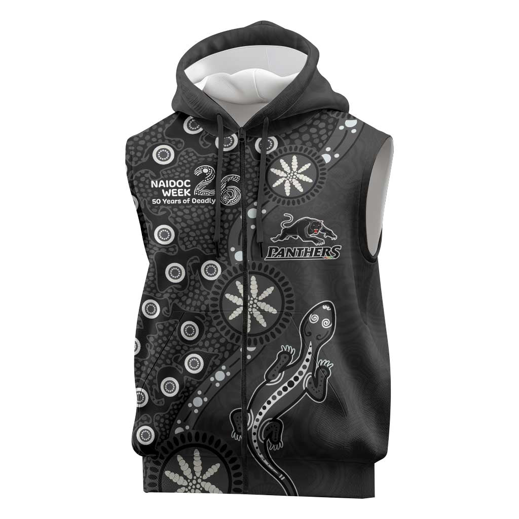 Penrith Panthers NAIDOC Week 2026 Sleeveless Zip Hoodie Aboriginal Lizard Dot Painting - 50 Years of Deadly