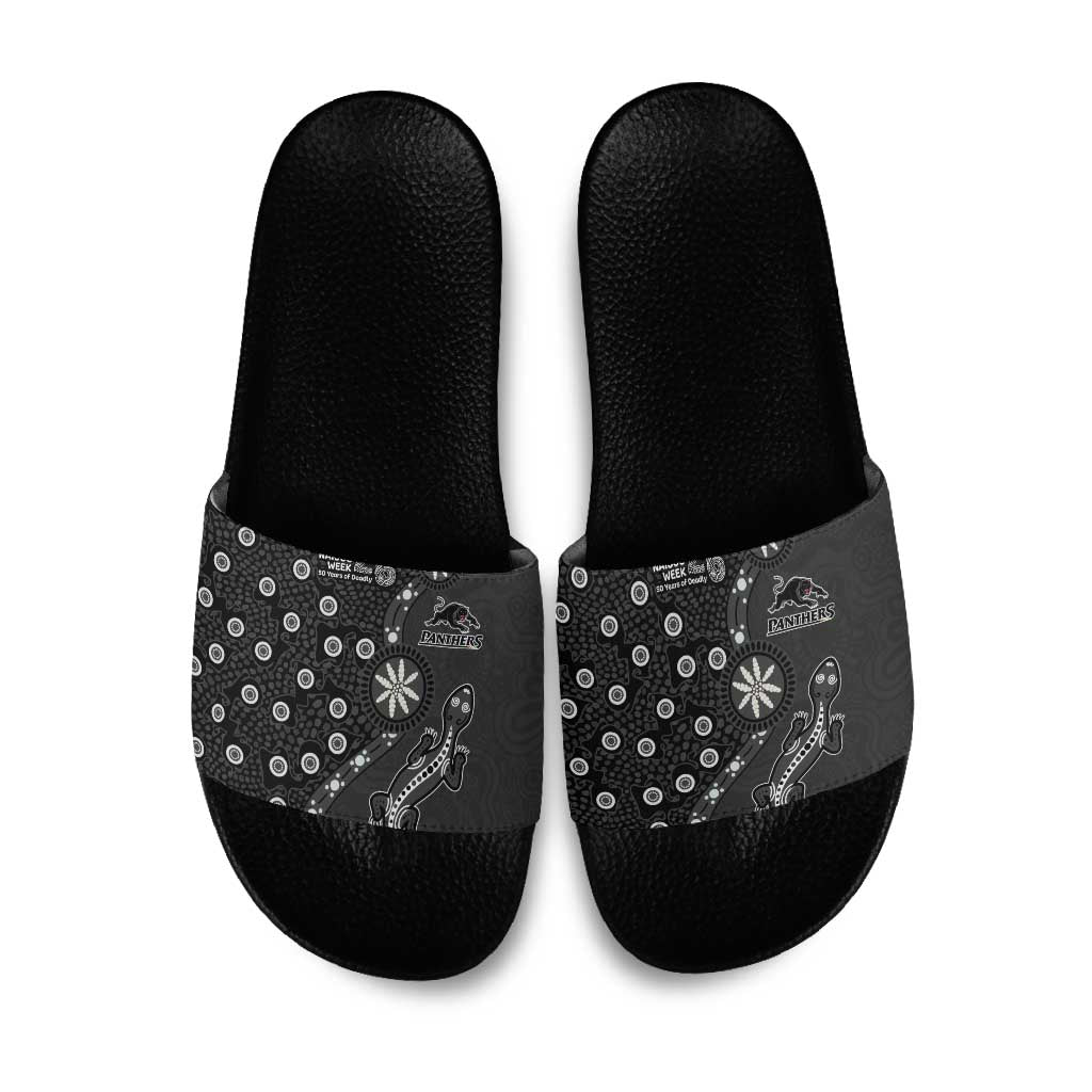 Penrith Panthers NAIDOC Week 2026 Slide Sandals Aboriginal Lizard Dot Painting - 50 Years of Deadly