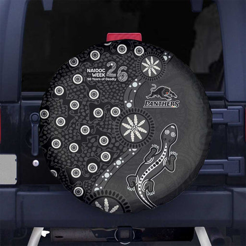 Penrith Panthers NAIDOC Week 2026 Spare Tire Cover Aboriginal Lizard Dot Painting - 50 Years of Deadly
