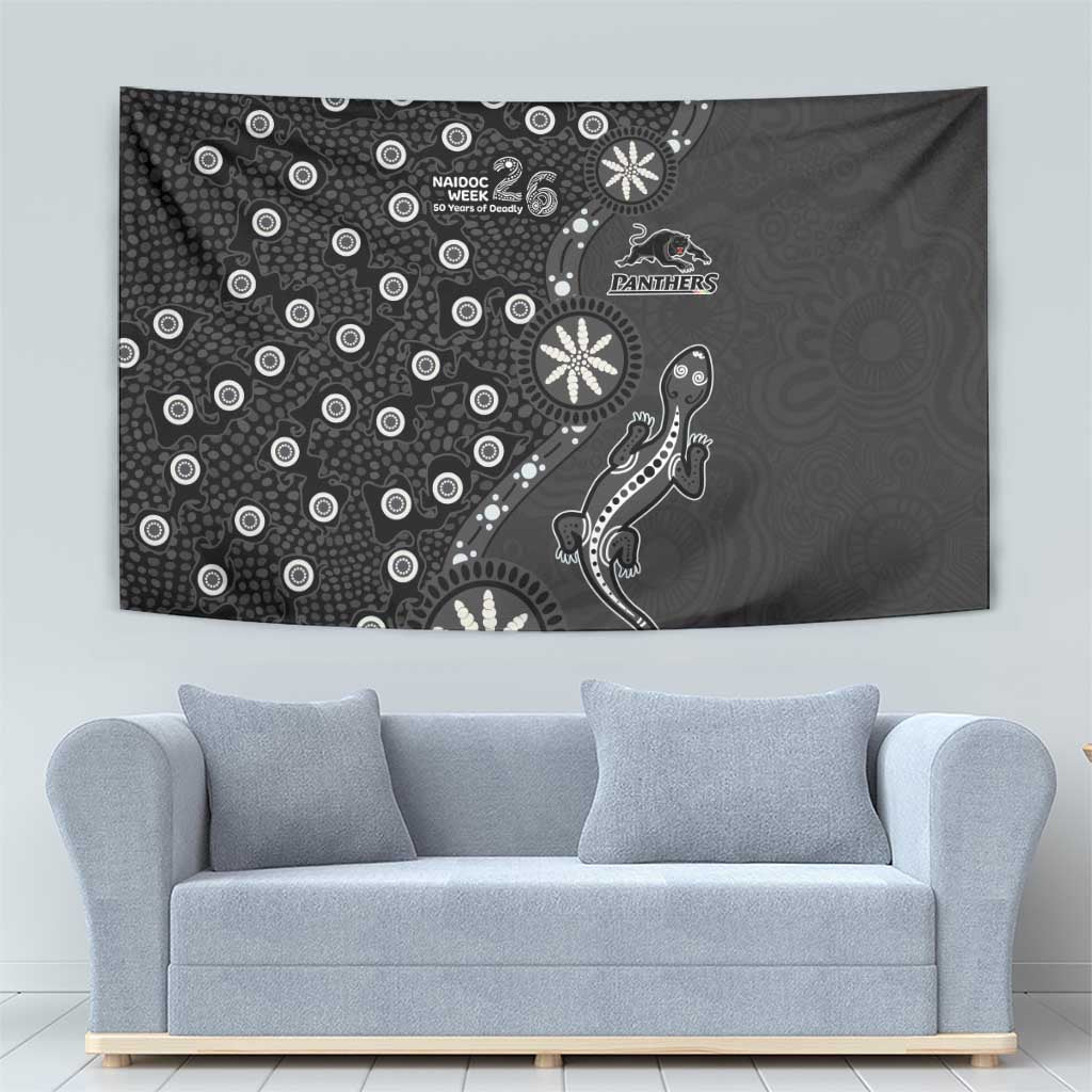Penrith Panthers NAIDOC Week 2026 Tapestry Aboriginal Lizard Dot Painting - 50 Years of Deadly